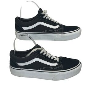 Vans Old Skool Black White Canvas Sneakers Mens 7 Womens 8.5 Classic Skate Shoes